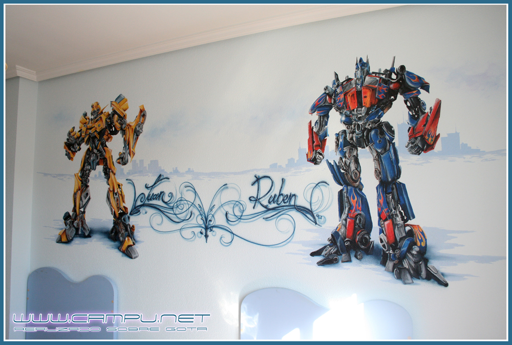 cuarto pintado sobre gota transformers 