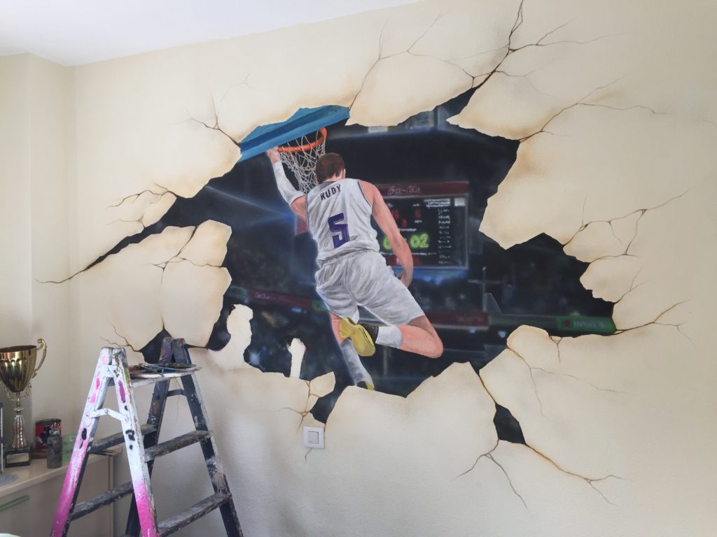 pared pintada con Rudy Fernandez